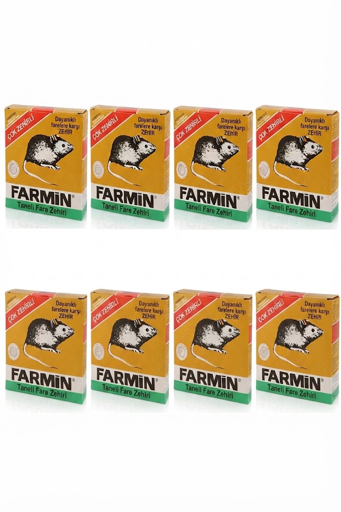 Farmin Zehiri Buğday 250 gr X 8 Adet ( Fare Ve Sıçan İçin ) Çok Etkili Dayanıklı Kemirgen Mücadele Seti (8 Adet Kutu)